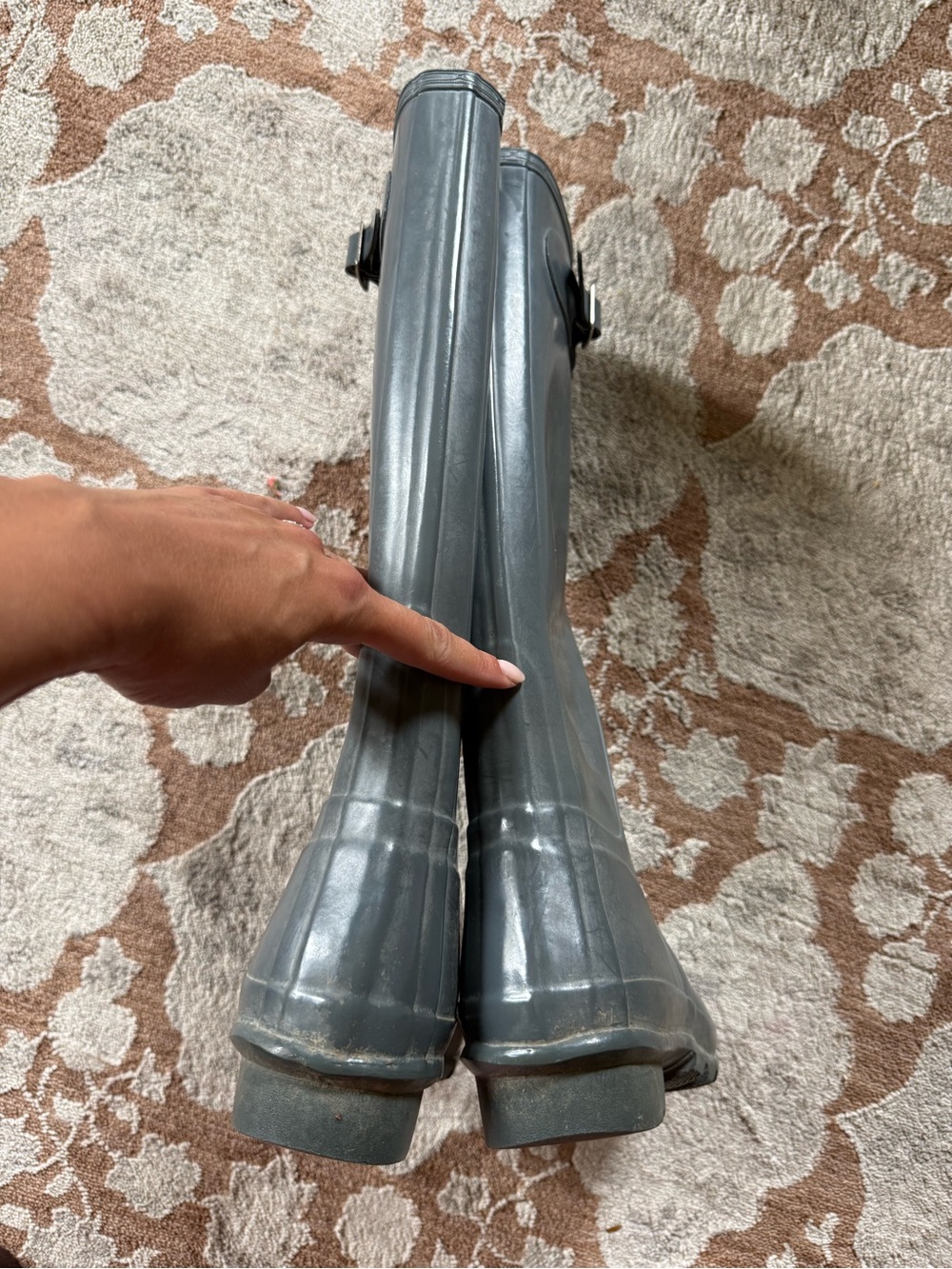 Hunter wellies knee high rain boots gray sz 9 - Picture 9 of 12